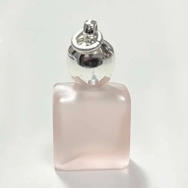 ミニ香水瓶・平角ピンク・リンゴ型キャップ金銀5本セット