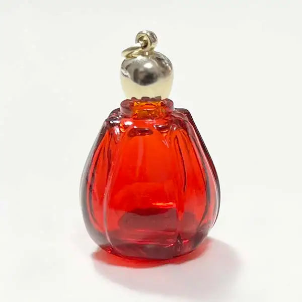 ミニ香水瓶・チューリップ赤・リンゴ型キャップ金5本セット