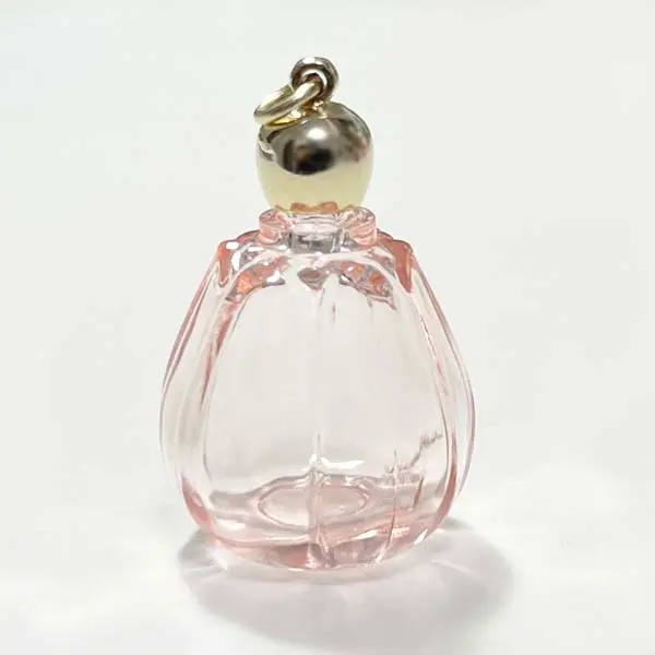 ミニ香水瓶・チューリップピンク・リンゴ型キャップ金5本セット