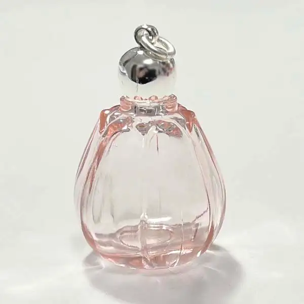 ミニ香水瓶・チューリップピンク・リンゴ型キャップ金5本セット