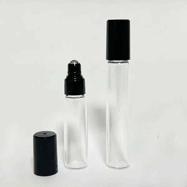 【日本製】ローリングバイアル透明瓶・黒10本セット