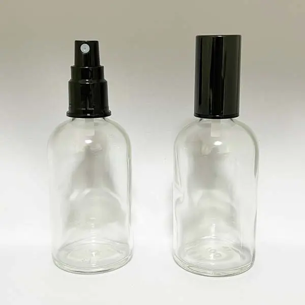 透明瓶100mL・スプレー黒オーバーキャップ