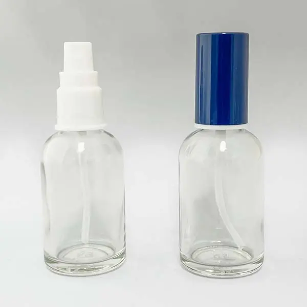 透明瓶50mL・スプレー黒オーバーキャップ青