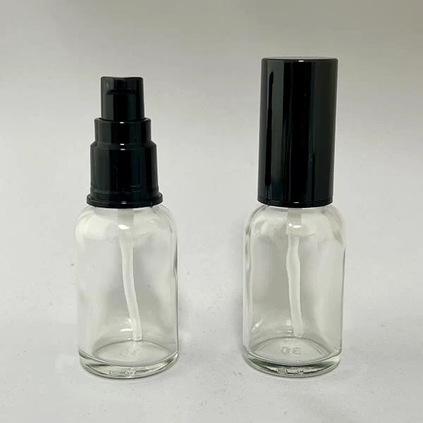 透明瓶30mL・ポンプ黒オーバーキャップ